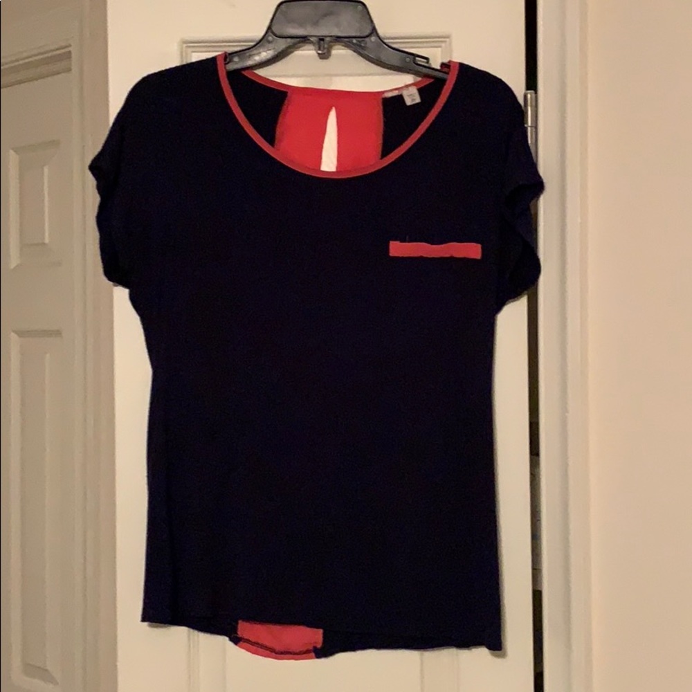 Blue and salmon top